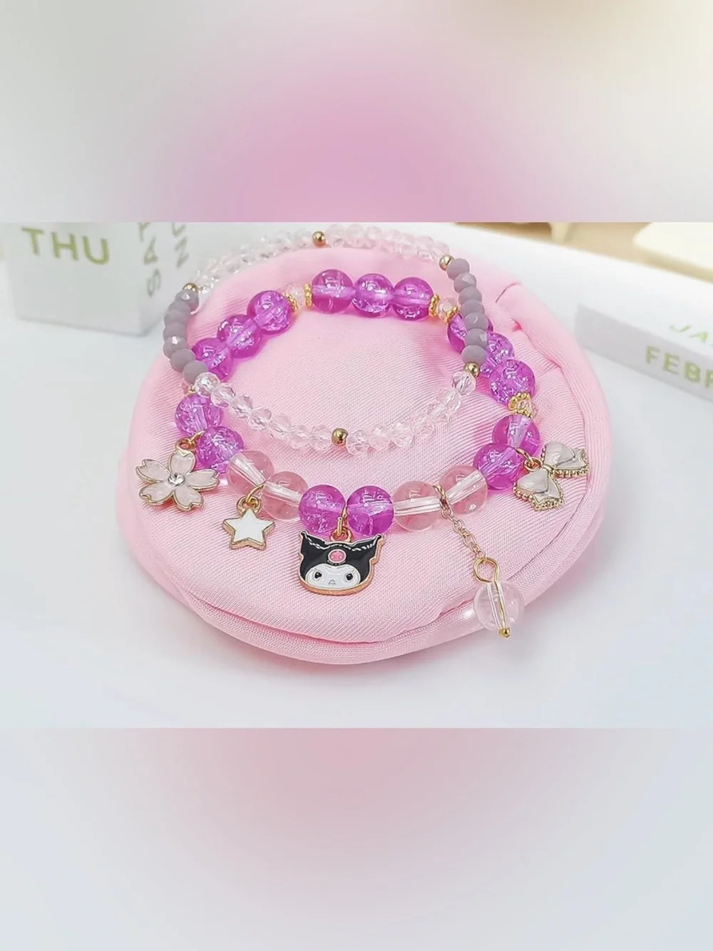 Purple Charm Stretch Bracelet